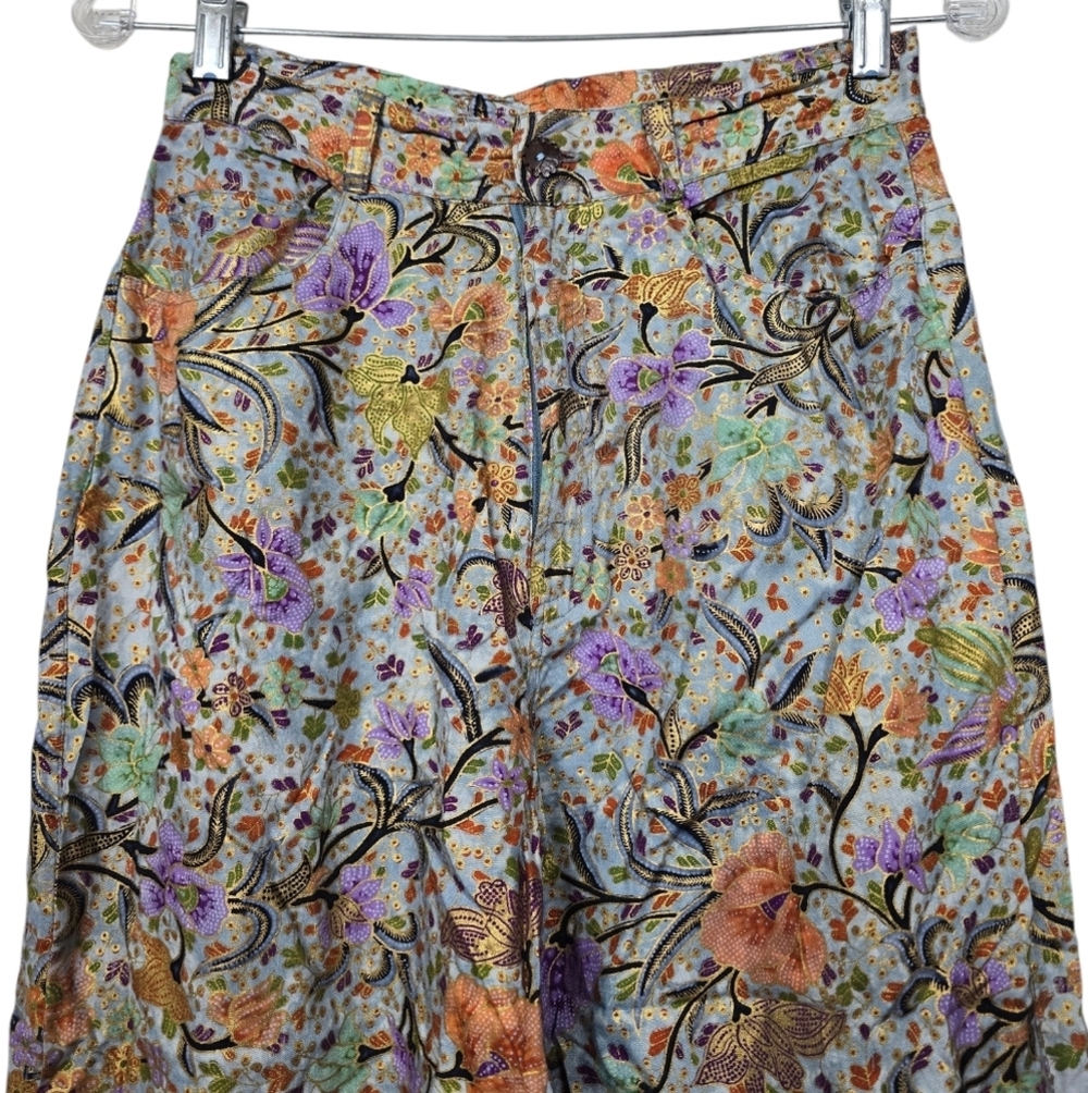 Paul Ropp Floral Multi Colored Colorful Rayon Pants M - Picture 2 of 8